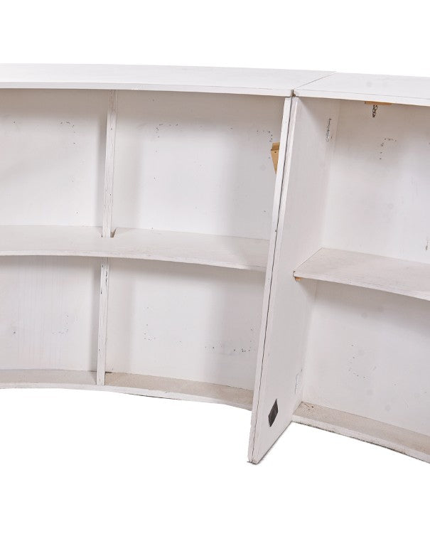 BANCONE BAR CURVO BIANCO CON CORNICI BIANCHE