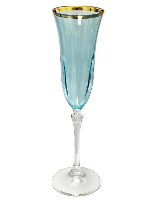 BICCHIERE LINEA LUDOVICA CELESTE FILO ORO