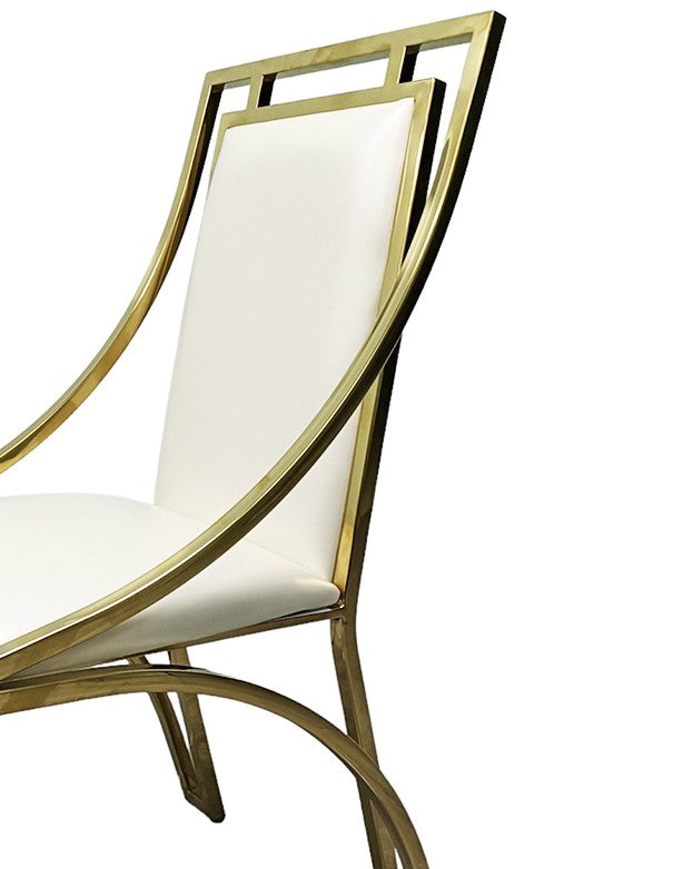 SEDIA DAFNE ORO CON SEDUTA IN PELLE BIANCA
