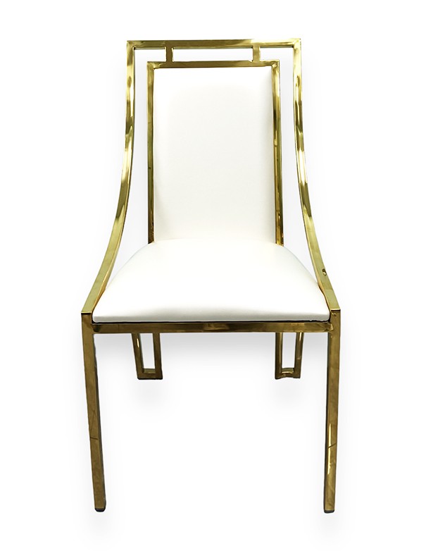 SEDIA DAFNE ORO CON SEDUTA IN PELLE BIANCA