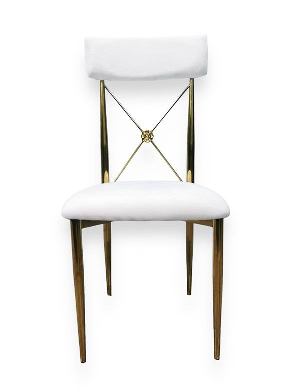 SEDIA CLIZIA ORO CON SEDUTA IN VELLUTO BIANCO