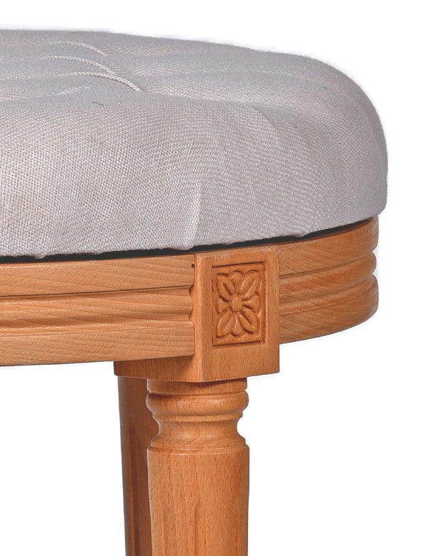 POUF LEGNO LUIGI XVI SEDUTA IN COTONE BIANCO