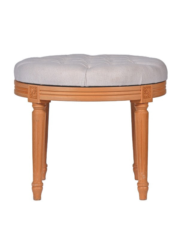 POUF LEGNO LUIGI XVI SEDUTA IN COTONE BIANCO