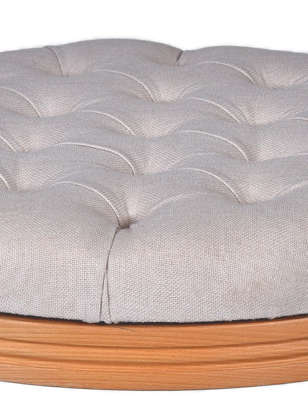 POUF LEGNO LUIGI XVI SEDUTA IN COTONE BIANCO