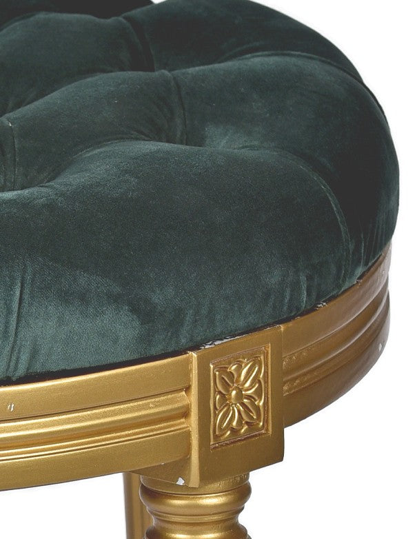 POUF ORO LUIGI XVI SEDUTA IN VELLUTO VERDE INGLESE