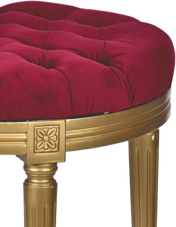 POUF ORO LUIGI XVI SEDUTA IN VELLUTO BORDEAUX