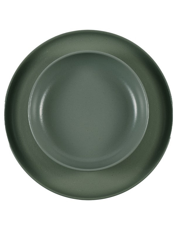 SOTTOPIATTO E PIATTINO PANE LINEA STONE VERDE OLIVA
