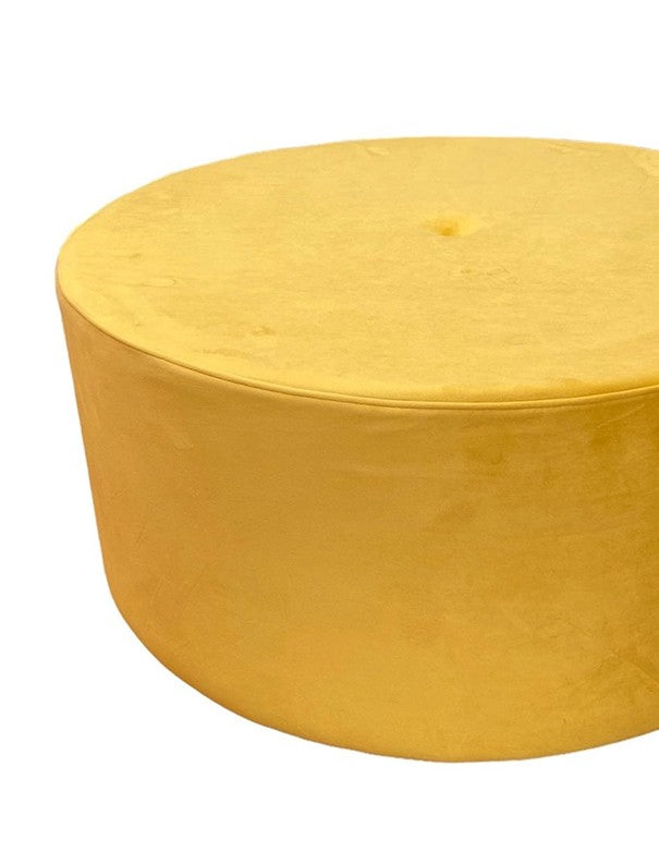 POUF TONDO VELLUTO GIALLO