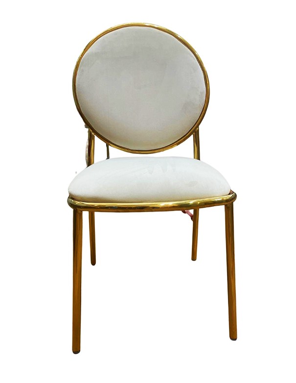 SEDIA ORO ELETTRA CON SEDUTA IN VELLUTO BIANCO