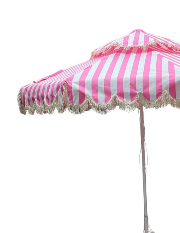 OMBRELLONE FRANGE BIANCO E ROSA