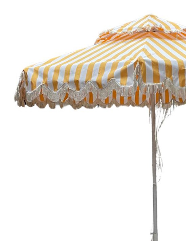 OMBRELLONE FRANGE BIANCO E GIALLO