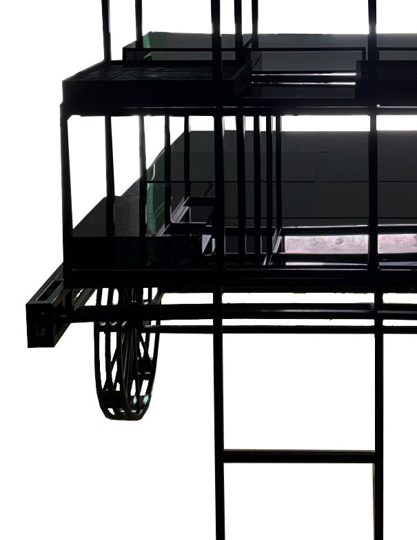 CARRETTO IN FERRO NERO CON CAPPOTTINA