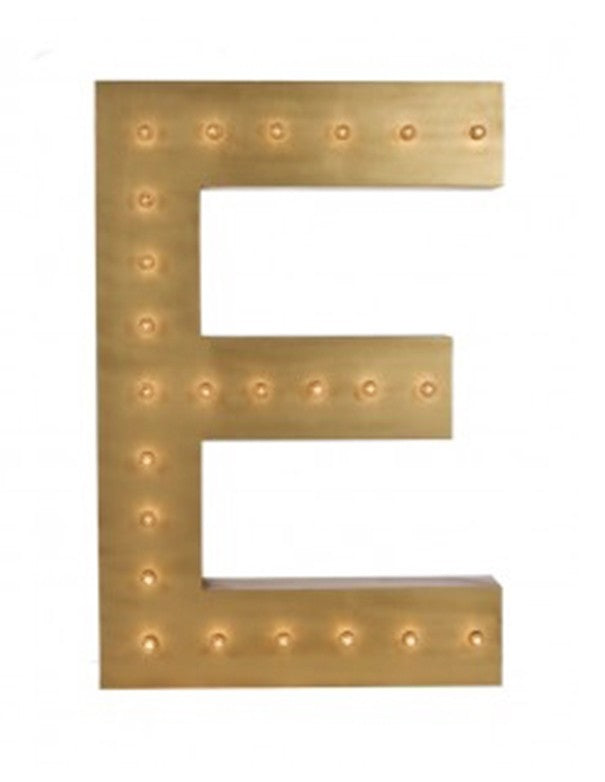 LETTERA E CON LAMPADINE H 100