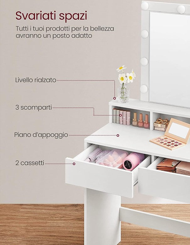 TOELETTA DA TRUCCO CON LUCE LED REGOLABILE