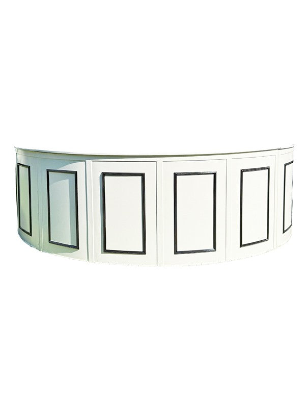 BANCONE BAR CURVO BIANCO CON CORNICI NERE