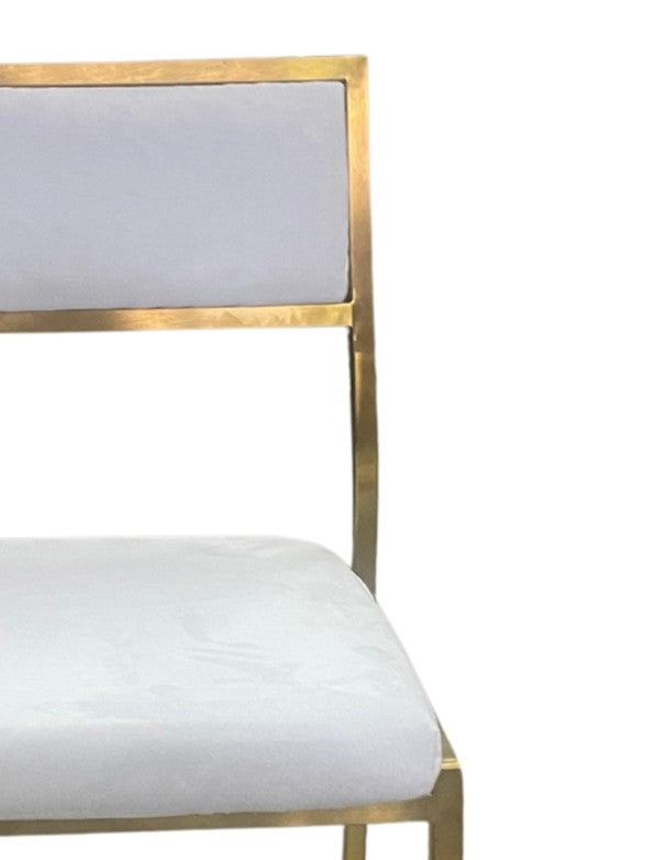 SEDIA GINEVRA ORO SATINATO IN VELLUTO BIANCO