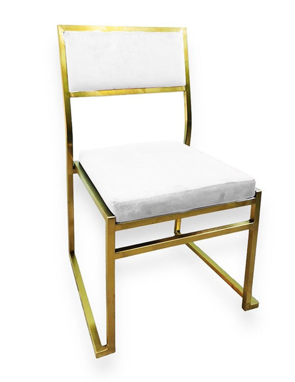 SEDIA GINEVRA ORO SATINATO IN VELLUTO BIANCO