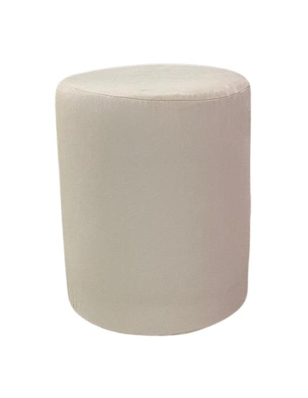 POUF ELIZABETH TONDO CON COPERTURA FASCIA ORO - VELLUTO BIANCO ICE