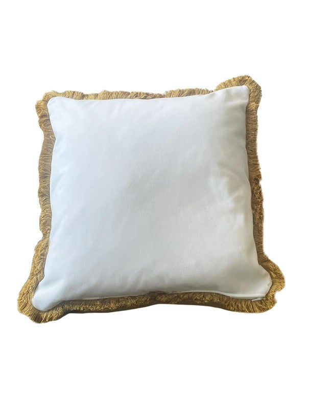 CUSCINO VELLUTO BIANCO CON SPAZZOLINO ORO
