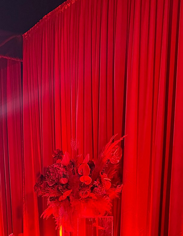 TENDA PLISSETTATA IN VELLUTO ROSSO