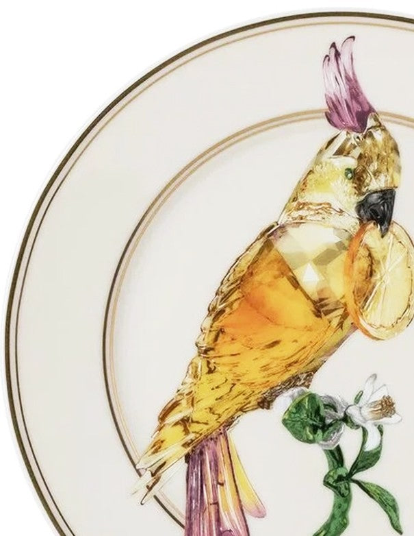 SOTTOPIATTO E PIATTINO PANE LINEA IDYLLIA ROSENTHAL PER SWAROWSKI CACATUA