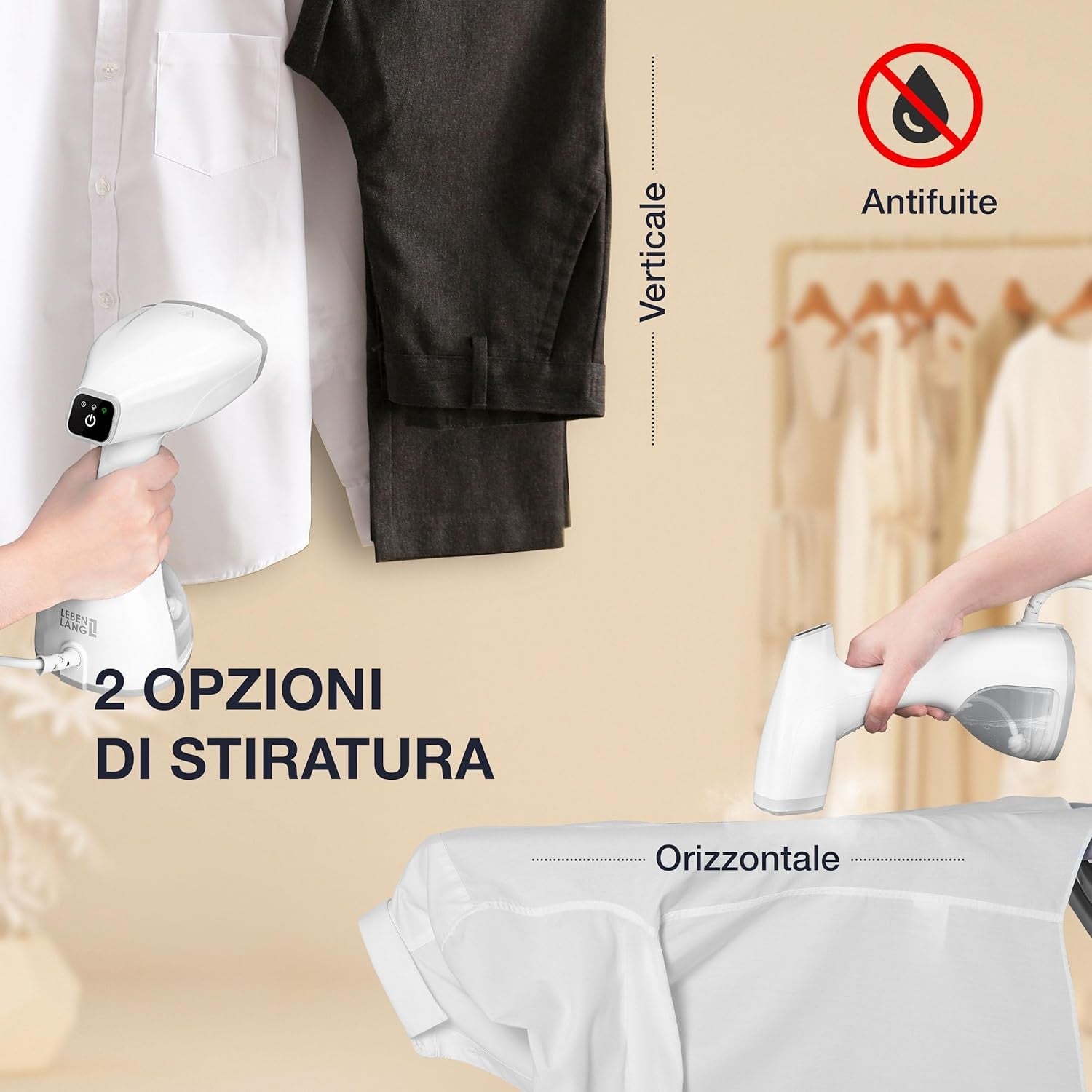 VAPORELLA DA STIRO VERTICALE E ORIZZONTALE BIANCA