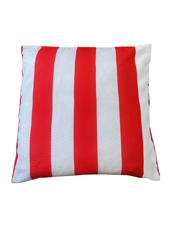 CUSCINO MISTO COTONE A RIGHE BIANCHE E ROSSE