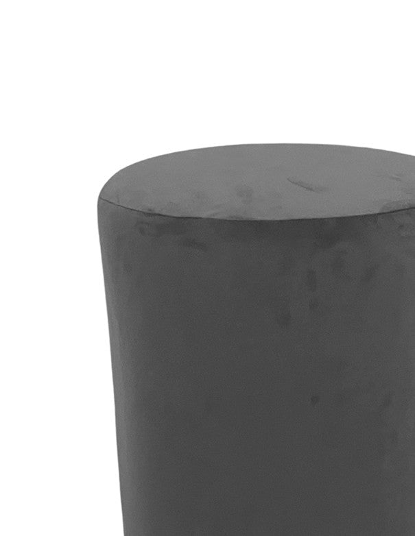 POUF ELIZABETH TONDO CON COPERTURA FASCIA ORO VELLUTO GRIGIO