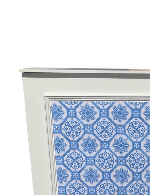 BANCONE BAR BAIA COMPONIBILE BIANCO CON BOISERIE MAIOLICA