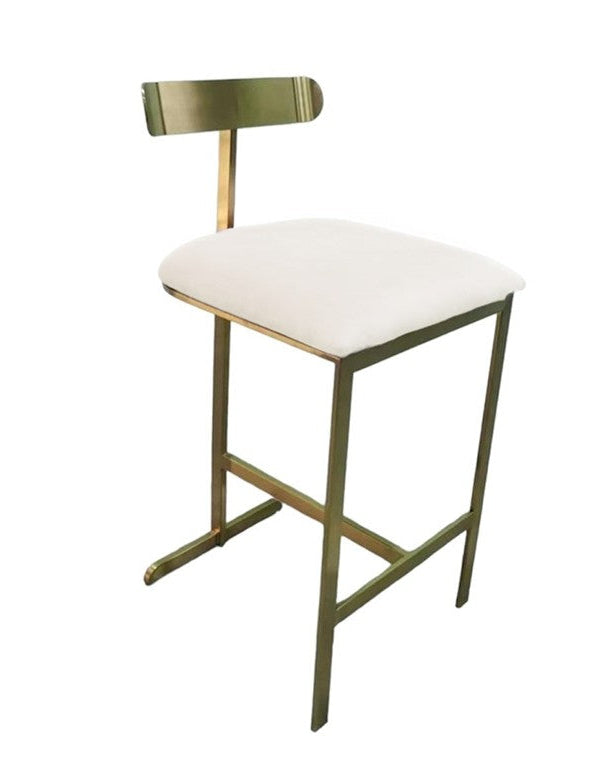 SGABELLO SATIN ORO SEDUTA VELLUTO BIANCO ICE