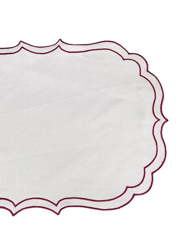 TOVAGLIETTA DI LINO RICAMATA FUCSIA