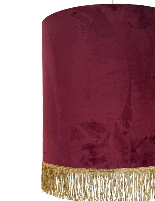 LAMPADARIO CON FRANGE ORO - VELLUTO BORDEAUX