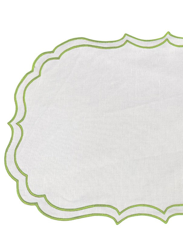 TOVAGLIETTA DI LINO RICAMATA VERDE