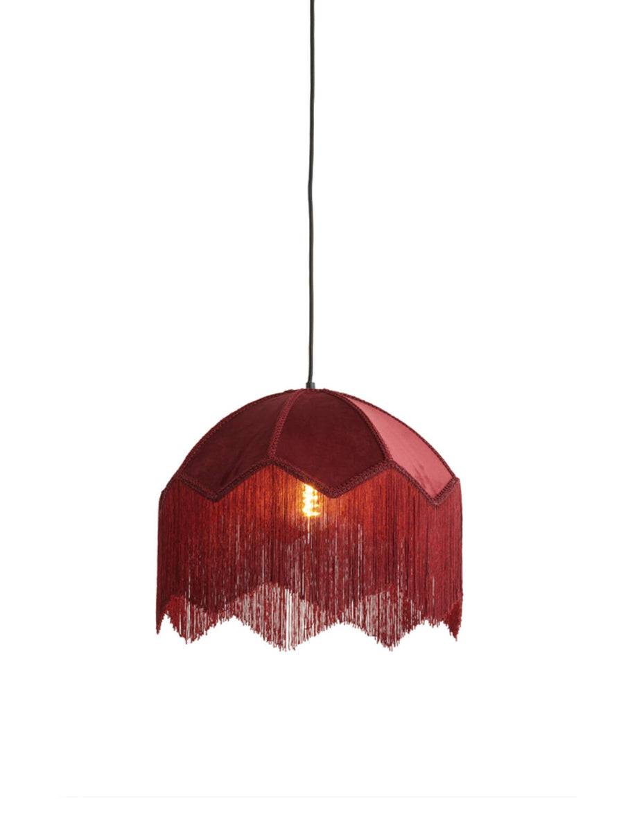 LAMPADARIO VELLUTO BORDEAUX CON FRANGE