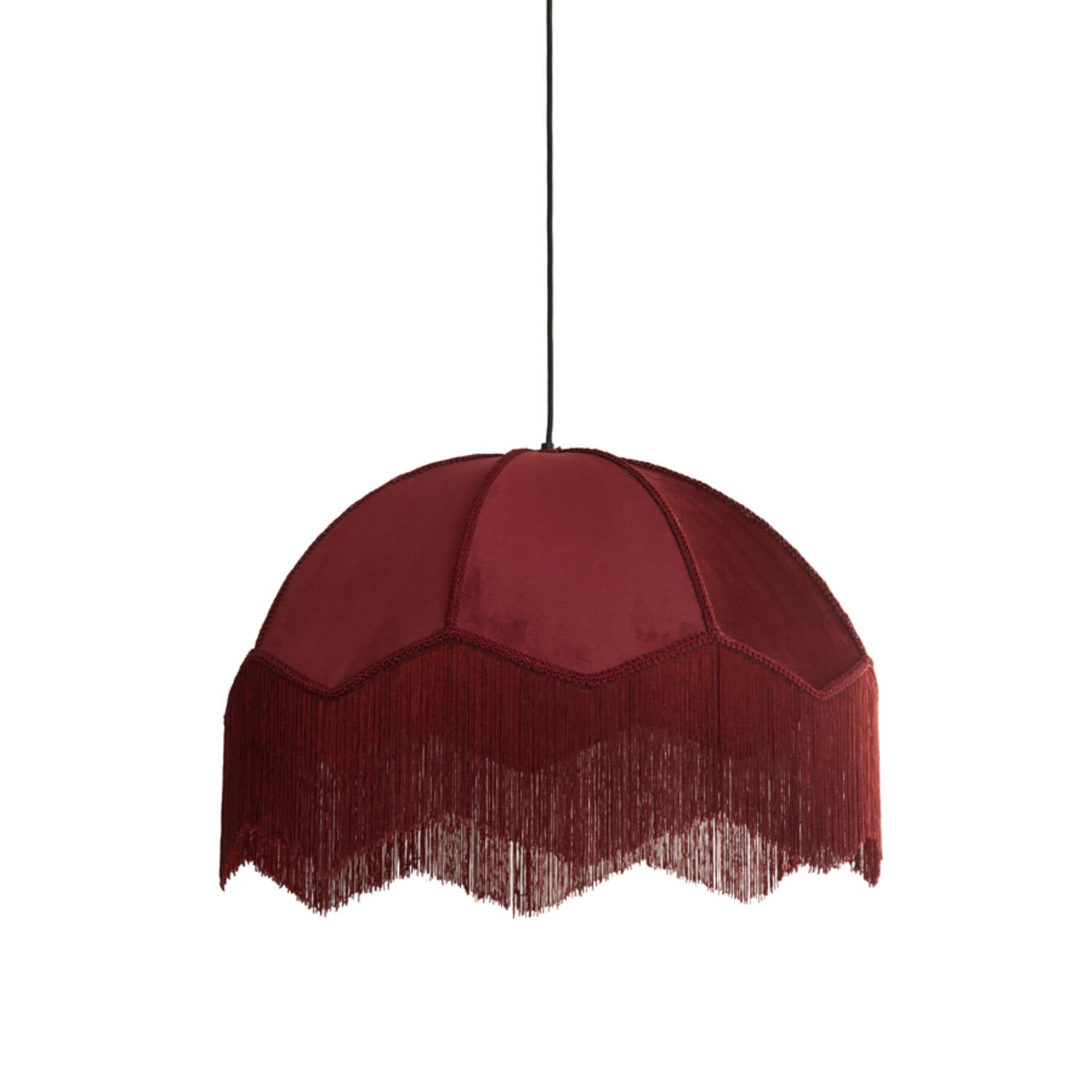 LAMPADARIO VELLUTO BORDEAUX CON FRANGE