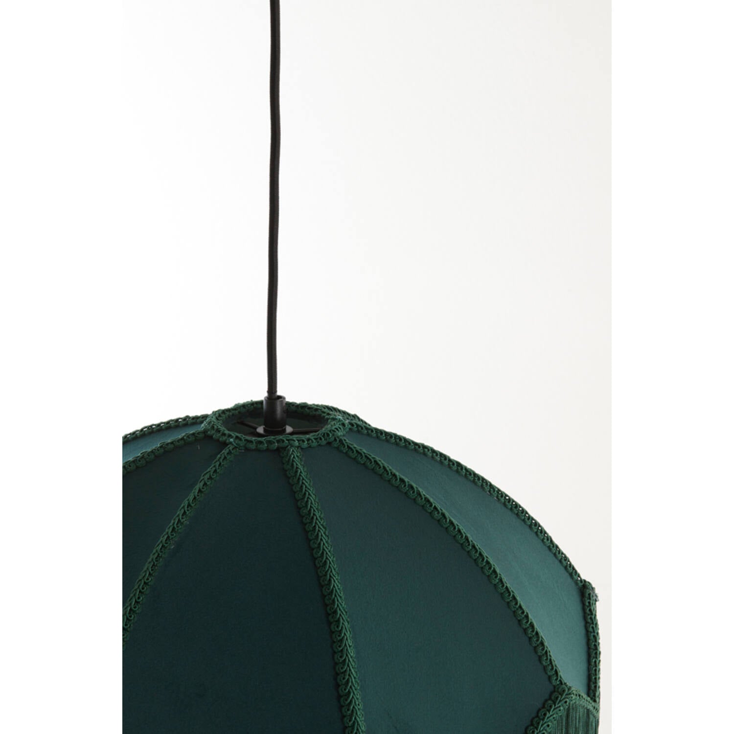 LAMPADARIO VELLUTO VERDE CON FRANGE