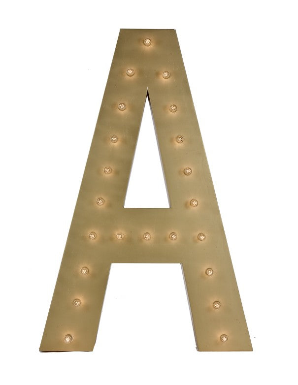 LETTERA A CON LAMPADINE ORO