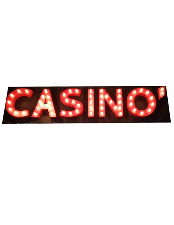 TABELLA IN FERRO CON SCRITTA CASINO' CON LAMPADINE