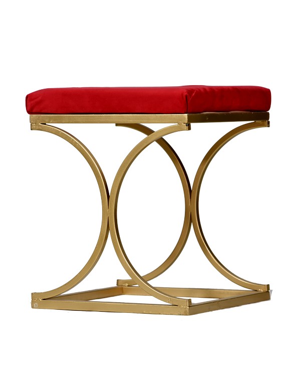 POUF ORO CON SEDUTA IN VELLUTO BORDEAUX