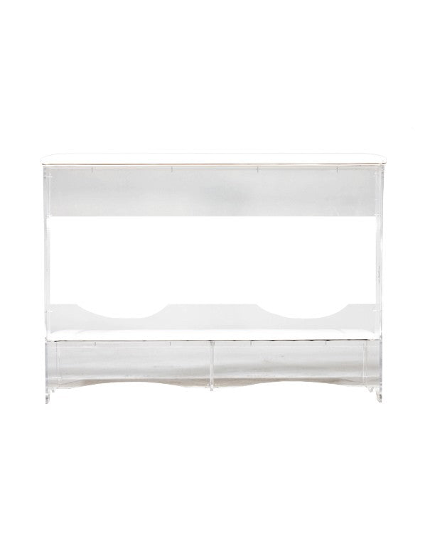 INGINOCCHIATOIO IN PLEXIGLASS CON PIANI IN PELLE BIANCO