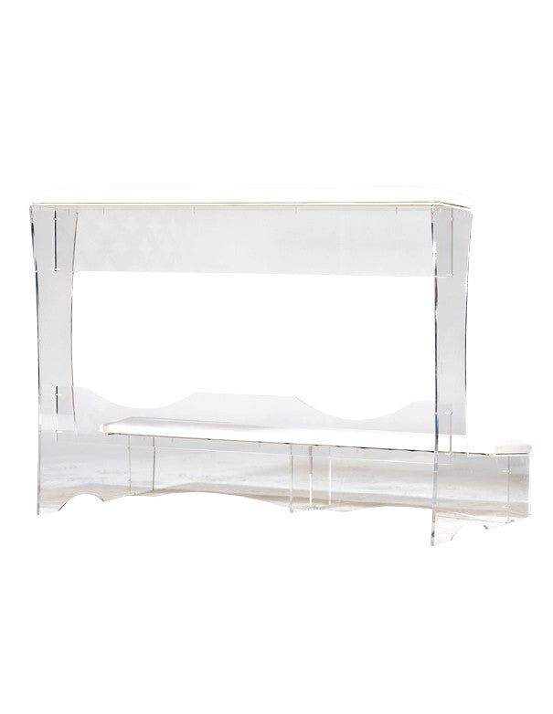 INGINOCCHIATOIO IN PLEXIGLASS CON PIANI IN PELLE BIANCO