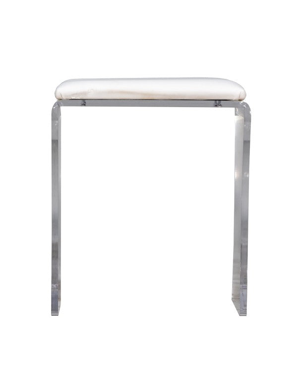 SGABELLO PER INGINOCCHIATOIO IN PLEXIGLASS CON PIANI IN PELLE BIANCO