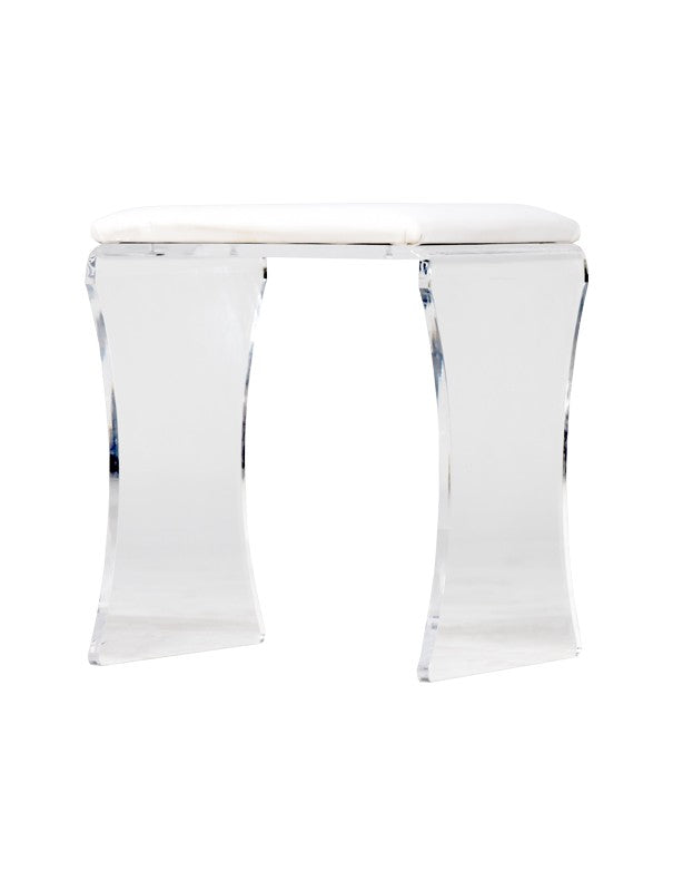 SGABELLO PER INGINOCCHIATOIO IN PLEXIGLASS CON PIANI IN PELLE BIANCO