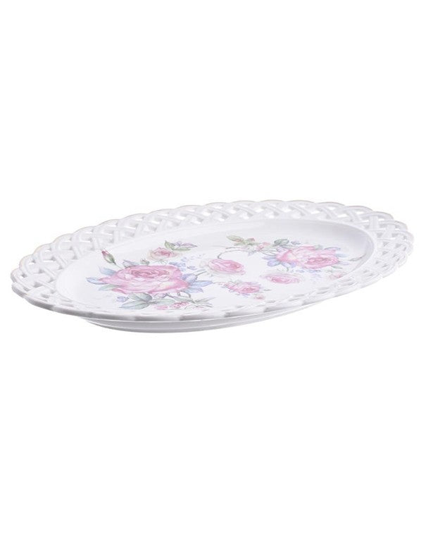 VASSOIO ROSE BIANCO OVALE