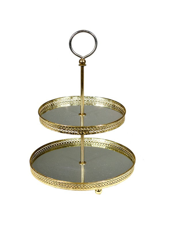 ALZATINA 2 LIVELLI CON PIANI SPECCHIO ORO