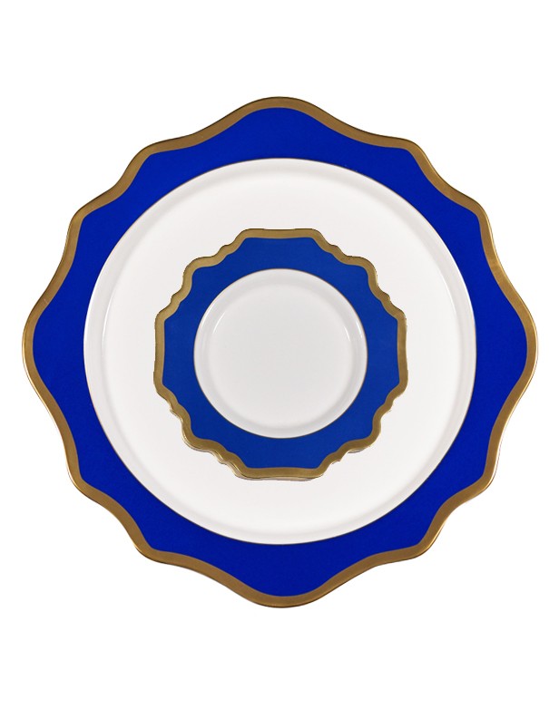 SOTTOPIATTO E PIATTINO PANE LINEA FLOREAL BLU