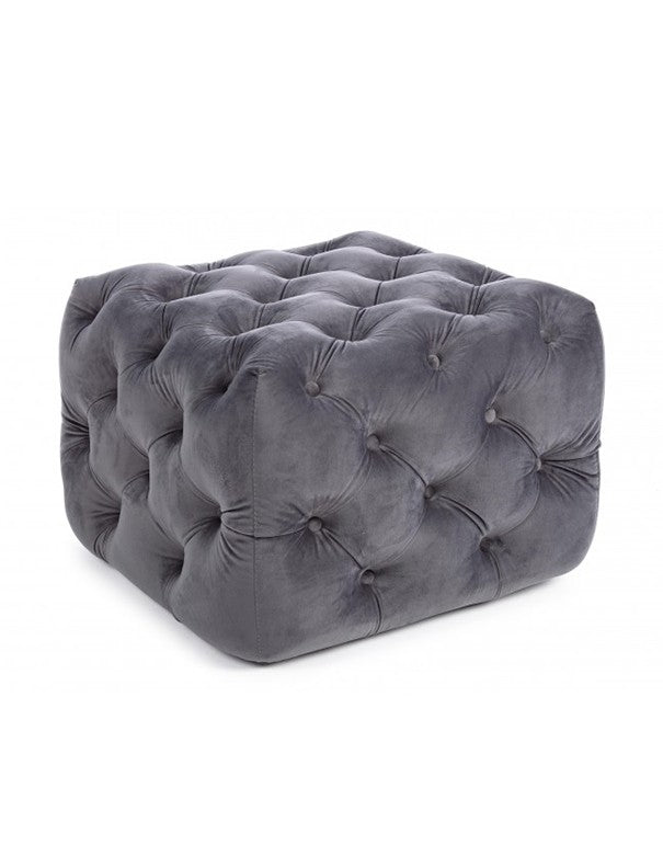 POUF EVAN VELLUTO GRIGIO SCURO