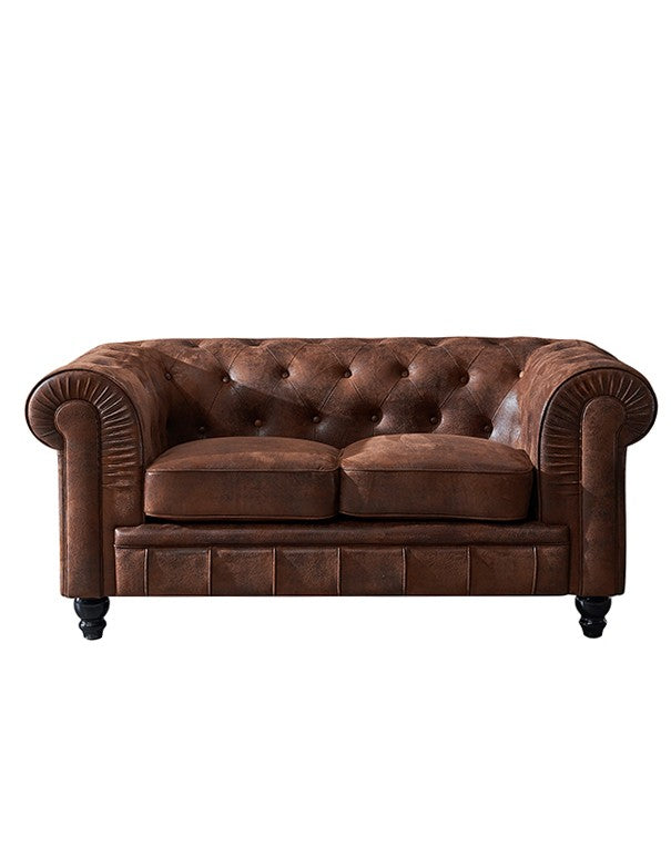POUF PELLE TONDO MARRONE BRUCIATO