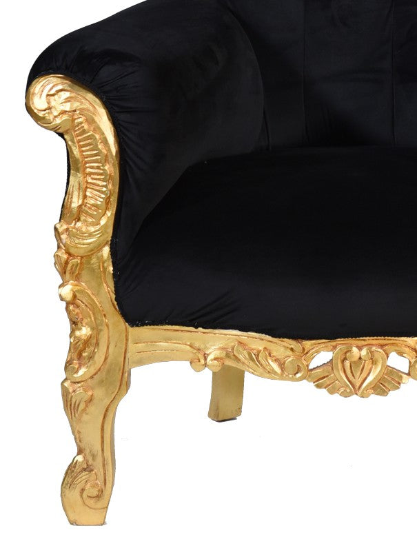 TRONO LUIGI XVI ORO E VELLUTO NERO
