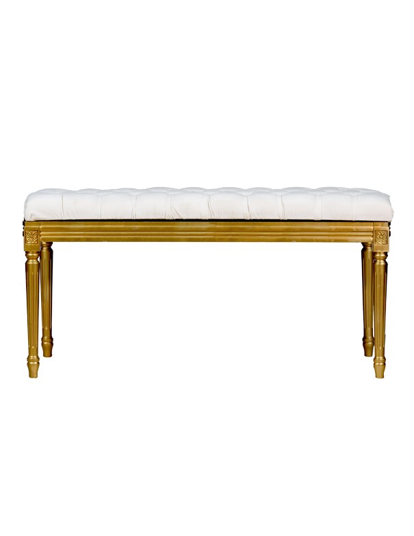 PANCA LUIGI XVI ORO CON CUSCINO IN VELLUTO BIANCO